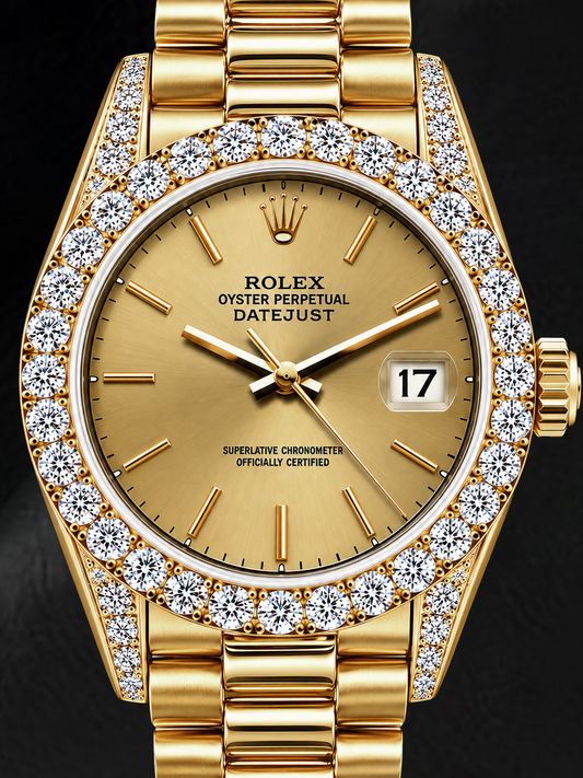 Montre Rolex Datejust 69178 26 mm en Or Jaune Cadran Champagne à Index Bâtons