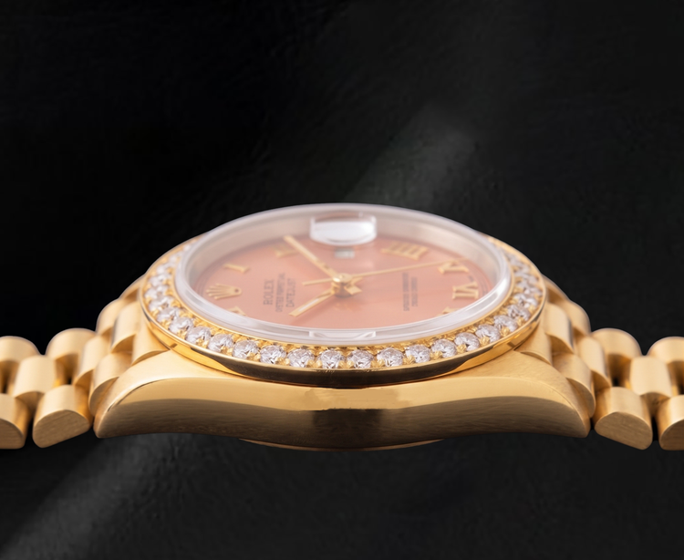 Montre Rolex Datejust 69178 26 mm Cadran Orange Chiffres Romains en Or Jaune 18 carats