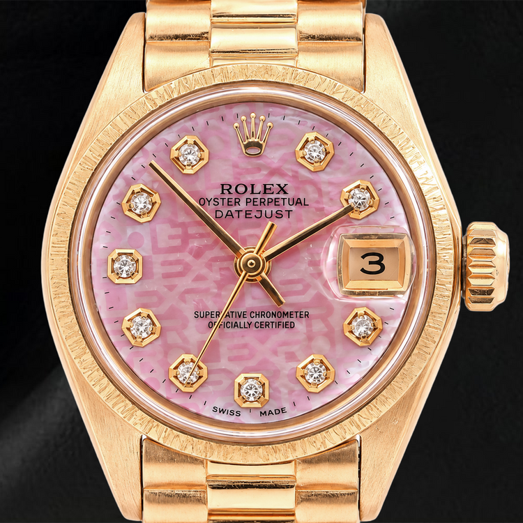 Montre Rolex Datejust 69178 26 mm Cadran Diamants Jubilé Rose Or Jaune Bracelet President