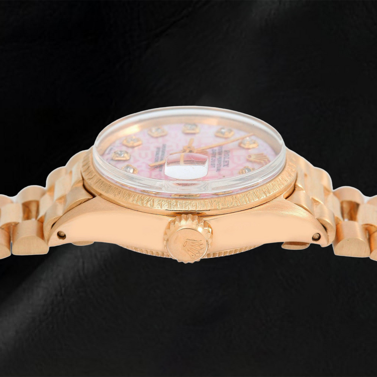 Montre Rolex Datejust 69178 26 mm Cadran Diamants Jubilé Rose Or Jaune Bracelet President