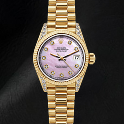 Montre Rolex Datejust 69178 26 mm en Or Jaune, Cadran Diamants en Nacre Rose