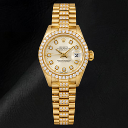 Montre Rolex Datejust 69178 26 mm en Or Jaune Cadran Blanc Diamants