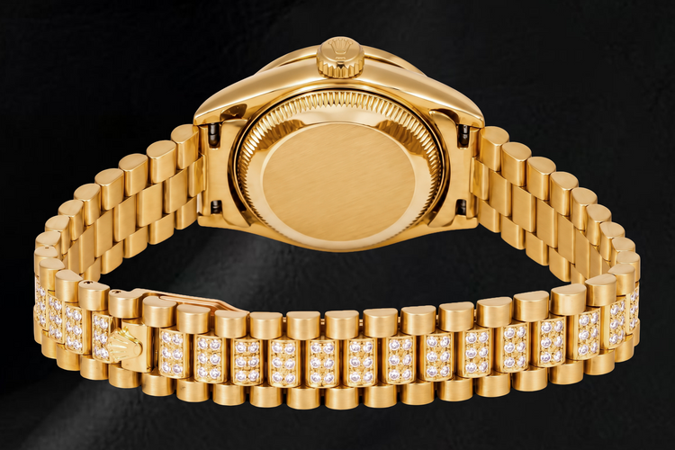 Montre Rolex Datejust 69178 26 mm en Or Jaune Cadran Blanc Diamants