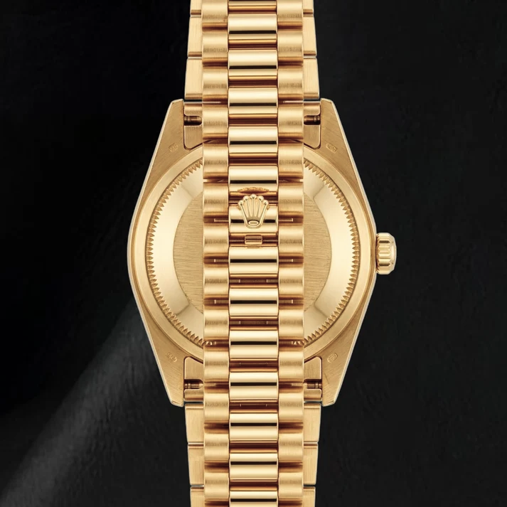 Montre Rolex Datejust 69178 en Or Jaune 18 carats Cadran Bleu à Chiffres Romains Bracelet President