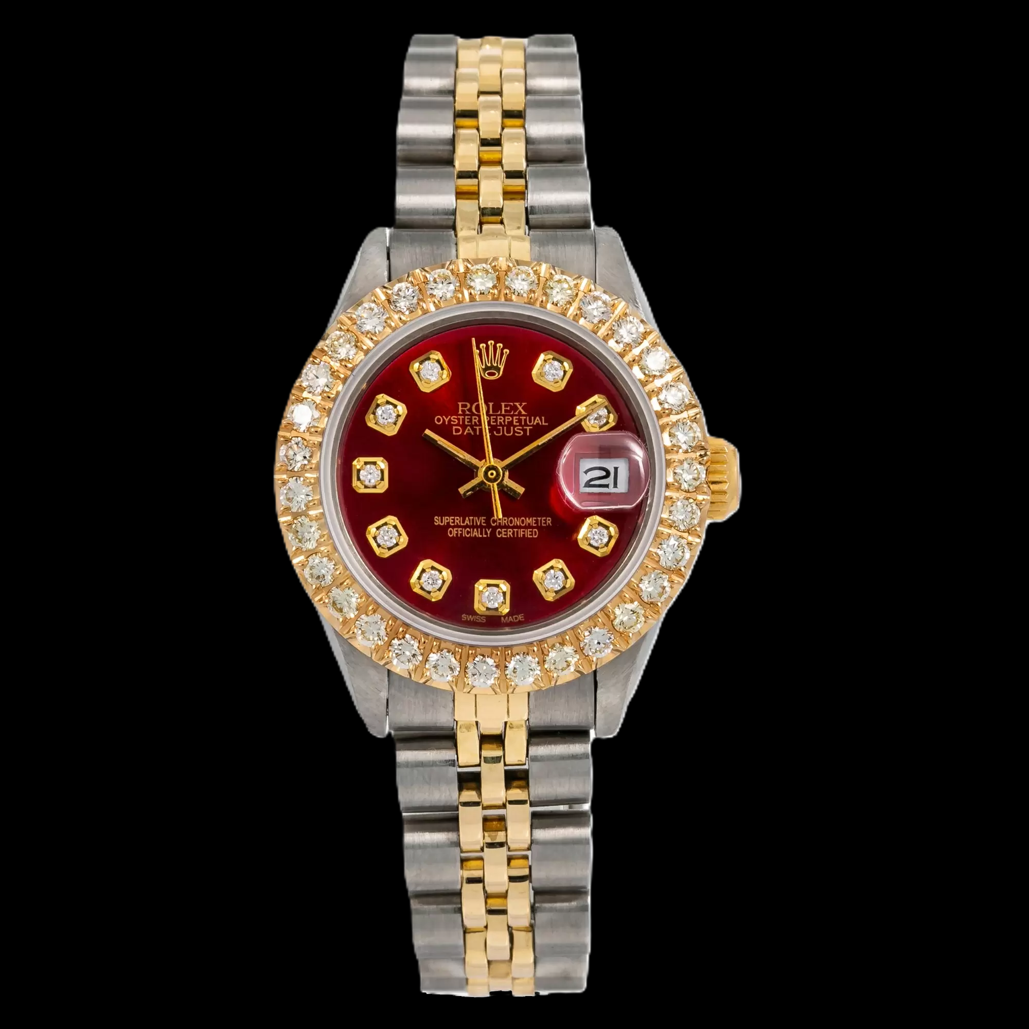 Montre Rolex Datejust 6917 26 mm Bicolore Cadran Diamants Rouge