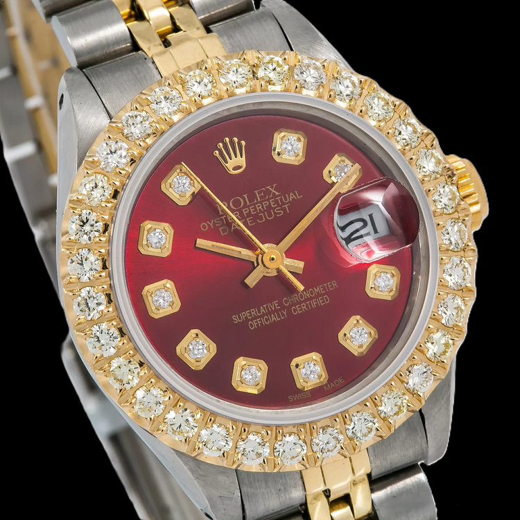 Montre Rolex Datejust 6917 26 mm Bicolore Cadran Diamants Rouge