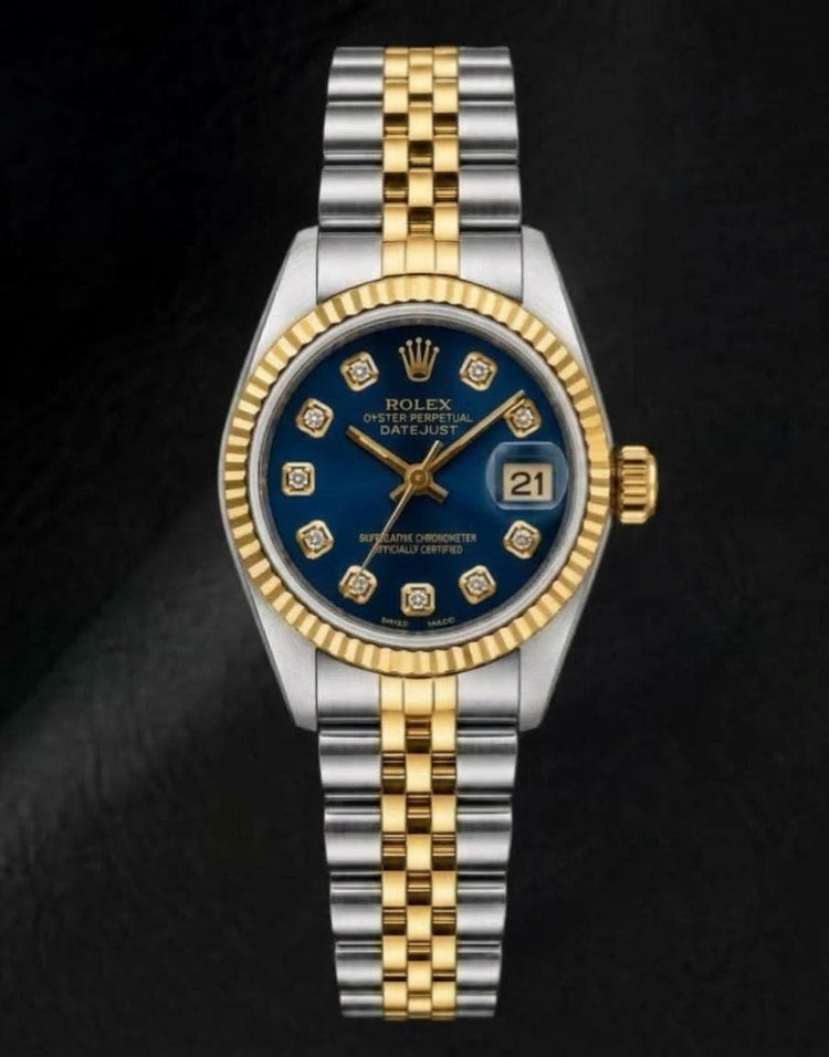 Montre Rolex Datejust 6917 26 mm Bicolore Cadran Diamants Bleu