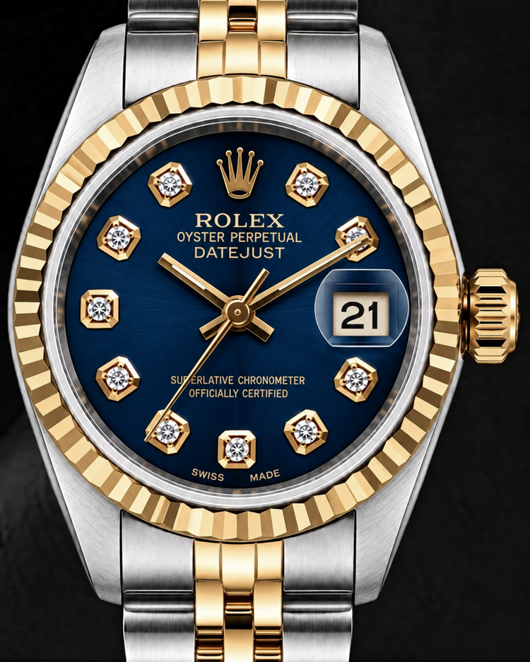 Montre Rolex Datejust 6917 26 mm Bicolore Cadran Diamants Bleu