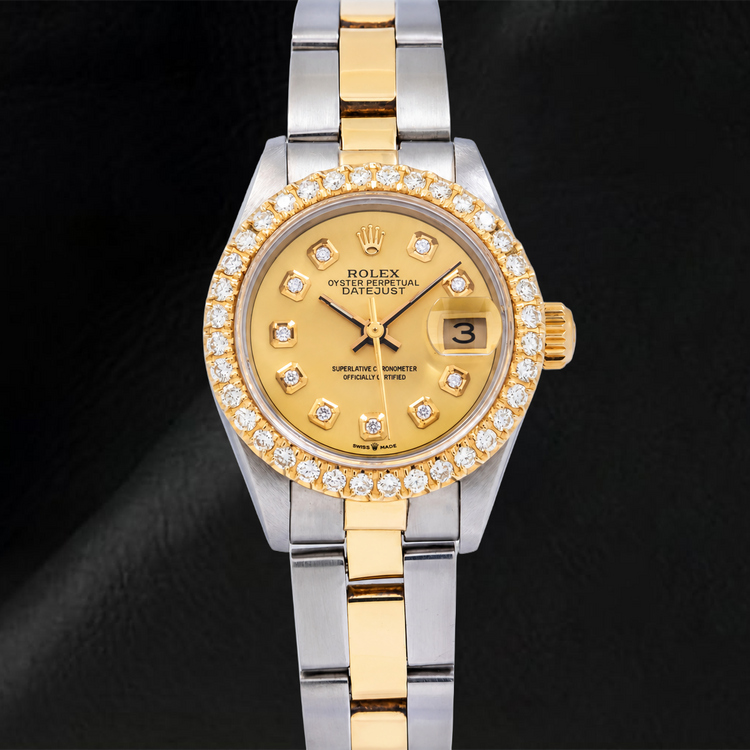 Montre Rolex Datejust 6917 26 mm Cadran Diamants Champagne Bicolore Bracelet Oyster
