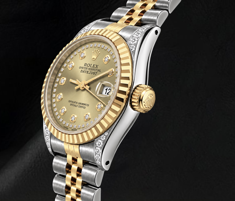 Montre Rolex Datejust 6917 26 mm Bicolore Cadran Diamants Champagne