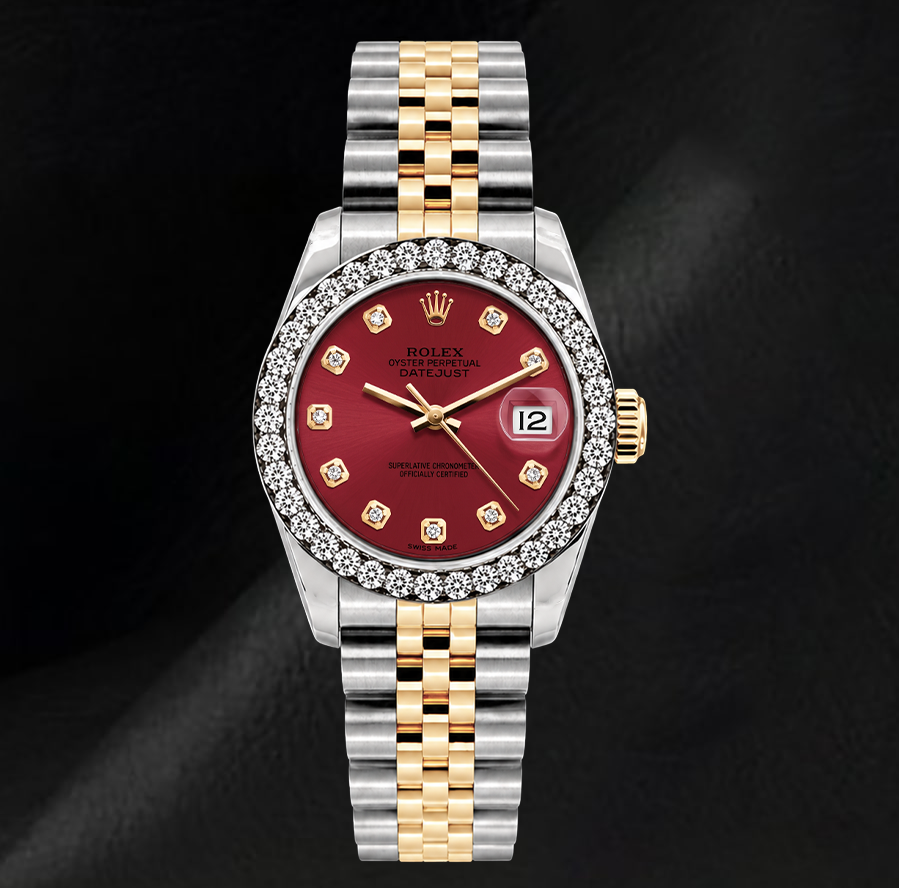 Montre Rolex Datejust 6917 26 mm Bicolore avec Diamants et Cadran Diamants Rouge