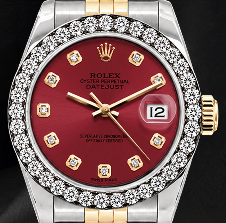 Montre Rolex Datejust 6917 26 mm Bicolore avec Diamants et Cadran Diamants Rouge