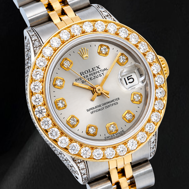 Montre Rolex Datejust 6917 26 mm Bicolore Cadran Diamants Argenté