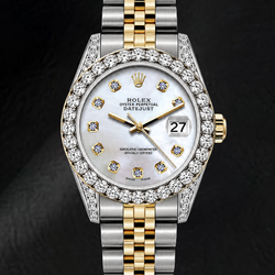 Montre Rolex Datejust 6917 26 mm Bicolore Cadran Diamants Nacre Blanche