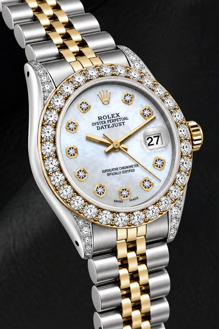Montre Rolex Datejust 6917 26 mm Bicolore Cadran Diamants Nacre Blanche