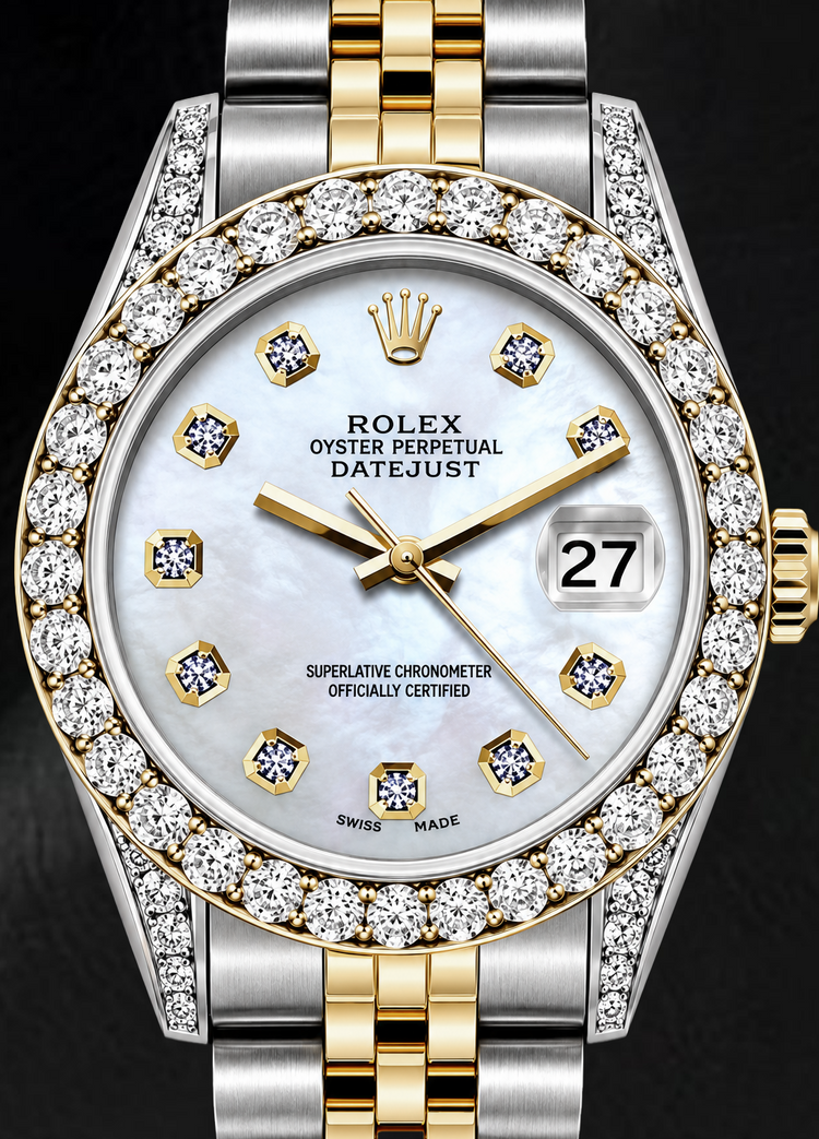Montre Rolex Datejust 6917 26 mm Bicolore Cadran Diamants Nacre Blanche
