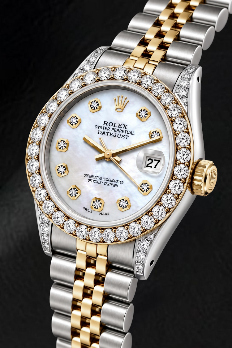 Montre Rolex Datejust 6917 26 mm Bicolore Cadran Diamants Nacre Blanche