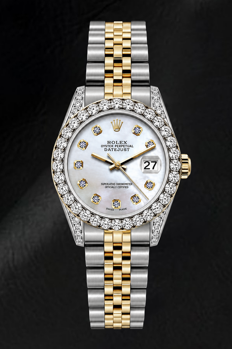 Montre Rolex Datejust 6917 26 mm Bicolore Cadran Diamants Nacre Blanche