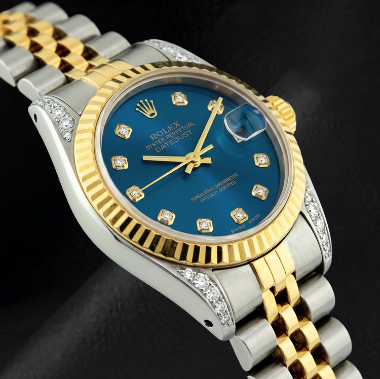 Montre Rolex Datejust 6917 Bicolore 26 mm Cadran Bleu Diamants