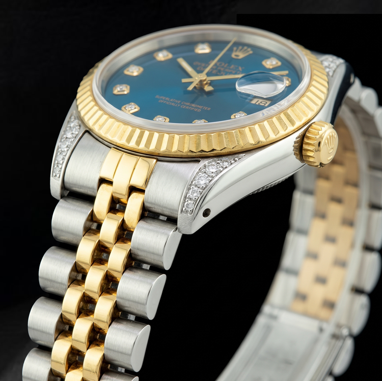 Montre Rolex Datejust 6917 Bicolore 26 mm Cadran Bleu Diamants