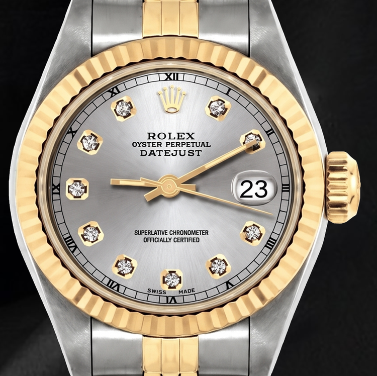 Montre Rolex Datejust 6917 Bicolore 26 mm Cadran Diamants Argenté