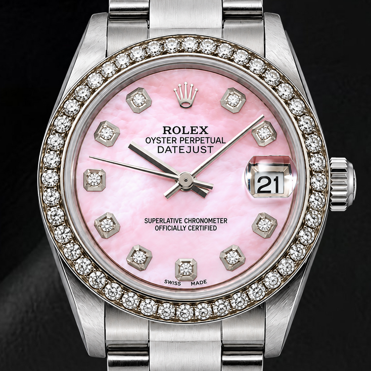 Montre Rolex Datejust 78240 31 mm en Acier Inoxydable Cadran Diamants en Nacre Rose