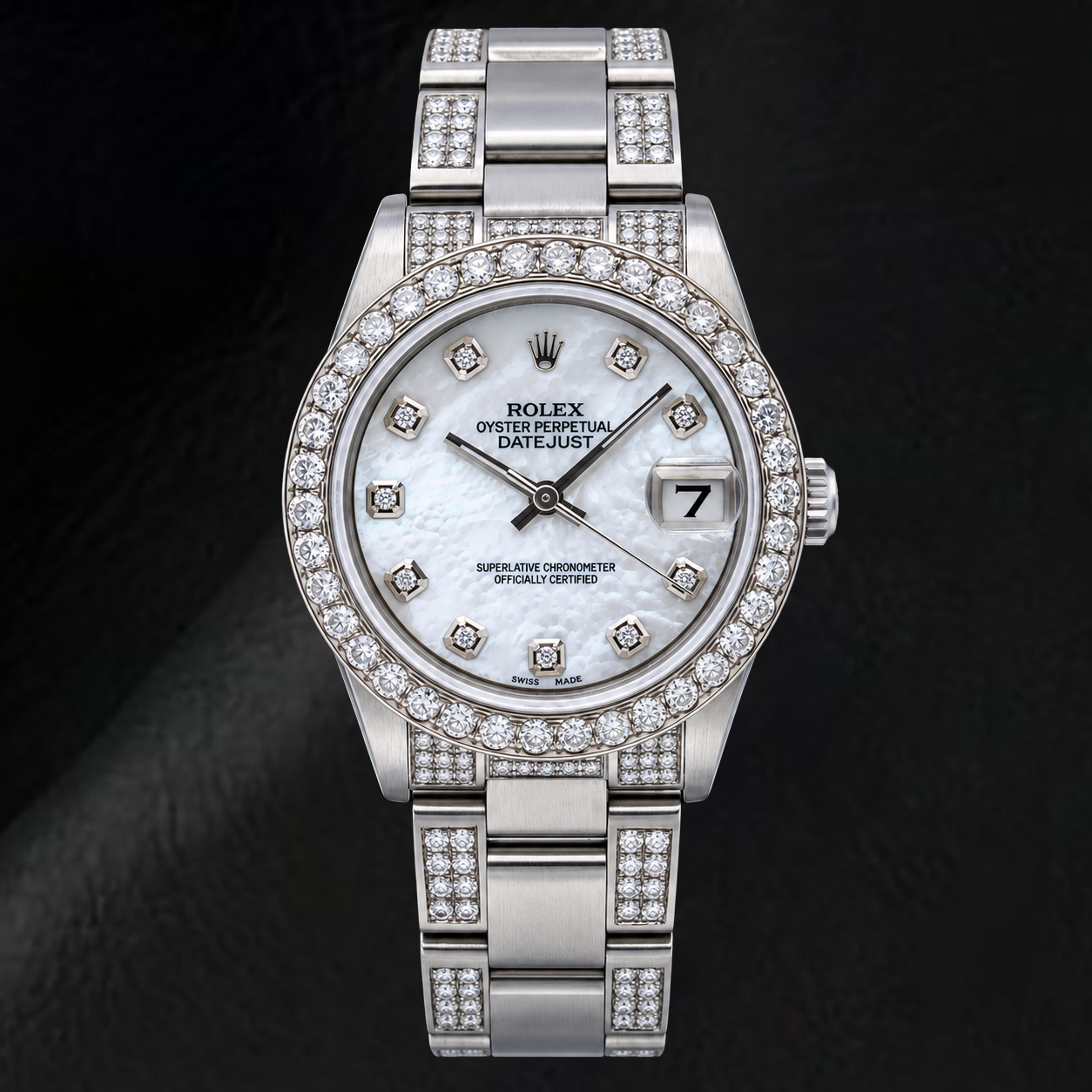 Montre Rolex Datejust 78240 31 mm Cadran Diamants en Nacre Blanche en Acier Inoxydable