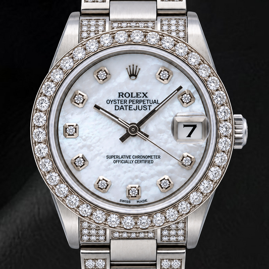 Montre Rolex Datejust 78240 31 mm Cadran Diamants en Nacre Blanche en Acier Inoxydable