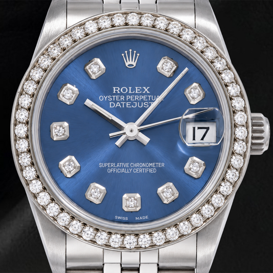 Montre Rolex Datejust 78274 31 mm Cadran Diamants Bleu Acier Inoxydable Bracelet Jubilé