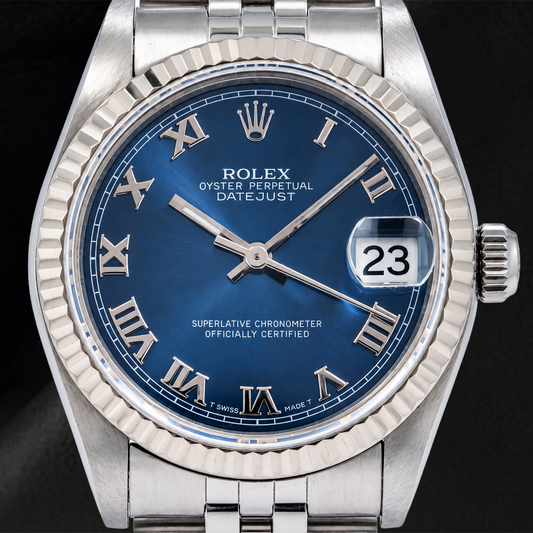 Montre Rolex Datejust 78274 31 mm Cadran Bleu Chiffres Romains Acier Inoxydable Bracelet Jubilé