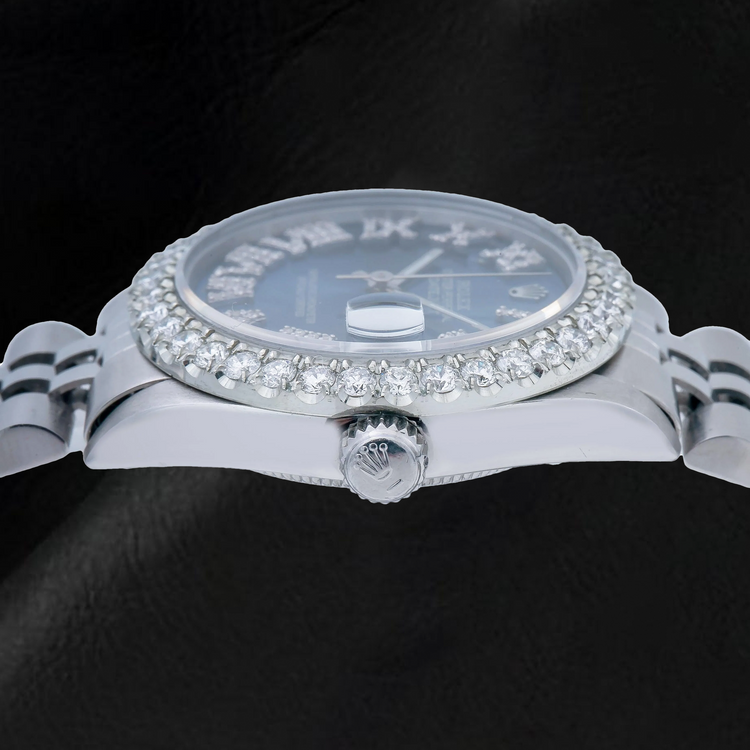 Rolex Datejust 78274 31 mm Cadran Bleu Chiffres Romains Diamants Bracelet Jubilé en Acier Inoxydable