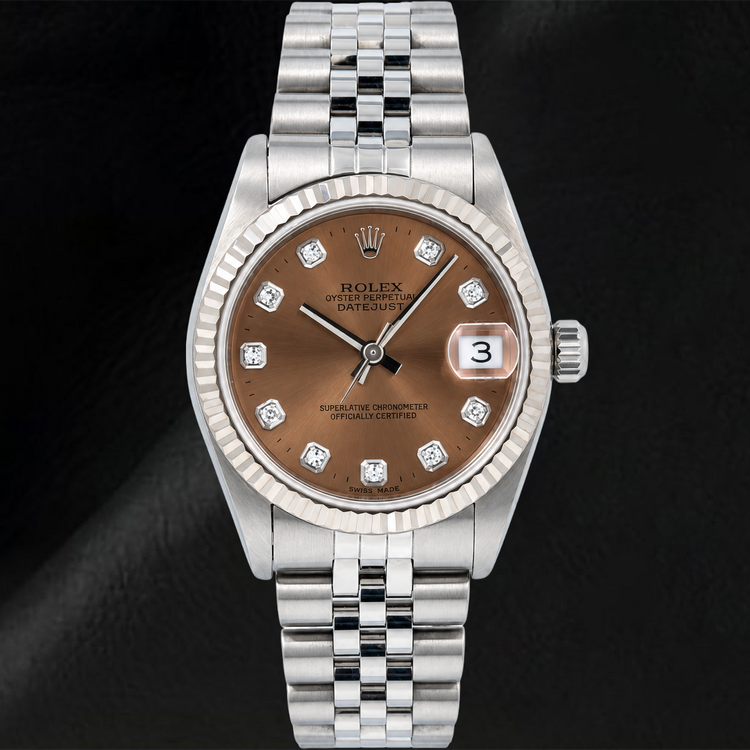 Montre Rolex Datejust 78274 31 mm Cadran Diamants Brun Bracelet Jubilé en Acier Inoxydable