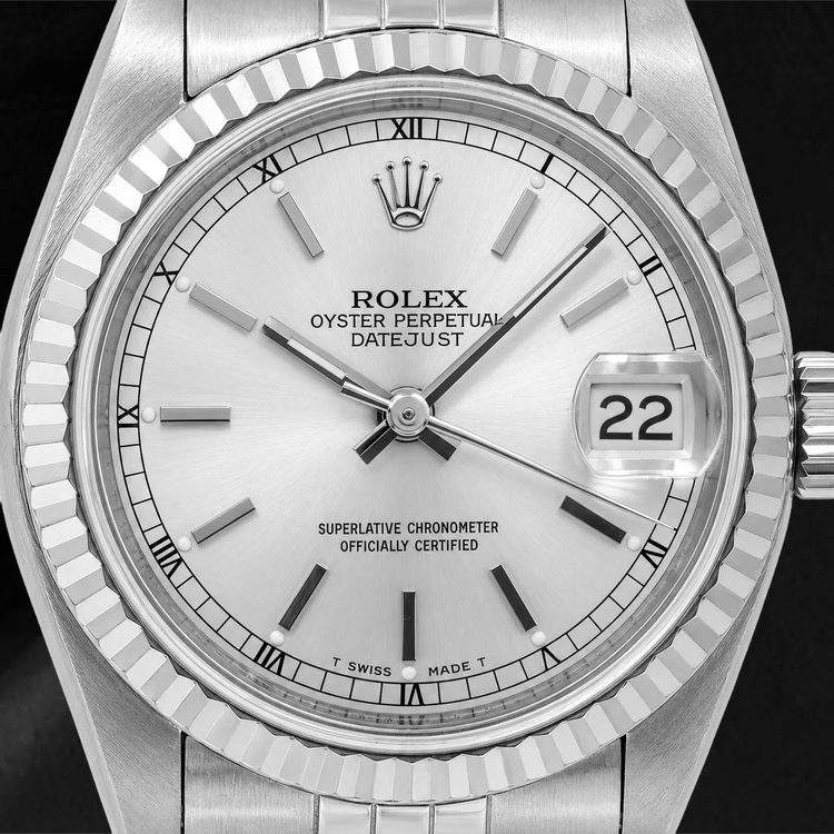 Montre Rolex Datejust 78274 31 mm Cadran Argenté à Index Bâtons Bracelet Jubilé en Acier Inoxydable