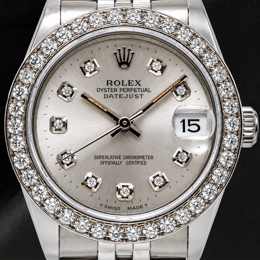 Montre Rolex Datejust 78274 31 mm Cadran Diamants Argenté Bracelet Jubilé en Acier Inoxydable