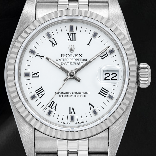 Montre Rolex Datejust 78274 31 mm Cadran Blanc à Chiffres Romains Lunette Lisse Acier Inoxydable Bracelet Jubilé