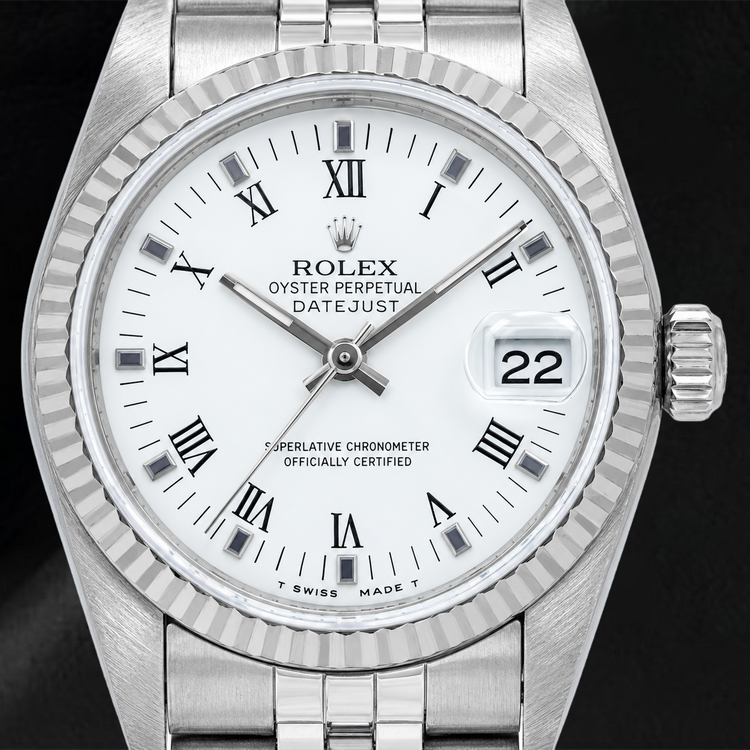 Montre Rolex Datejust 78274 31 mm Cadran Blanc à Chiffres Romains Lunette Lisse Acier Inoxydable Bracelet Jubilé