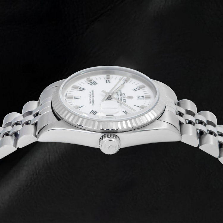 Montre Rolex Datejust 78274 31 mm Cadran Blanc à Chiffres Romains Lunette Lisse Acier Inoxydable Bracelet Jubilé