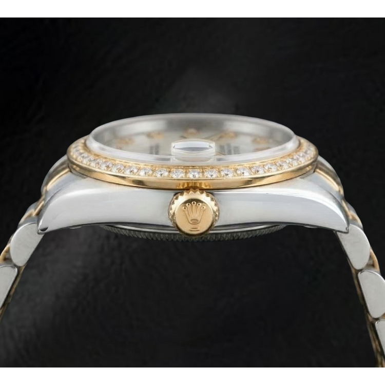 Rolex Datejust Année 2000 Cadran en nacre blanche et diamants 31 mm Bicolore