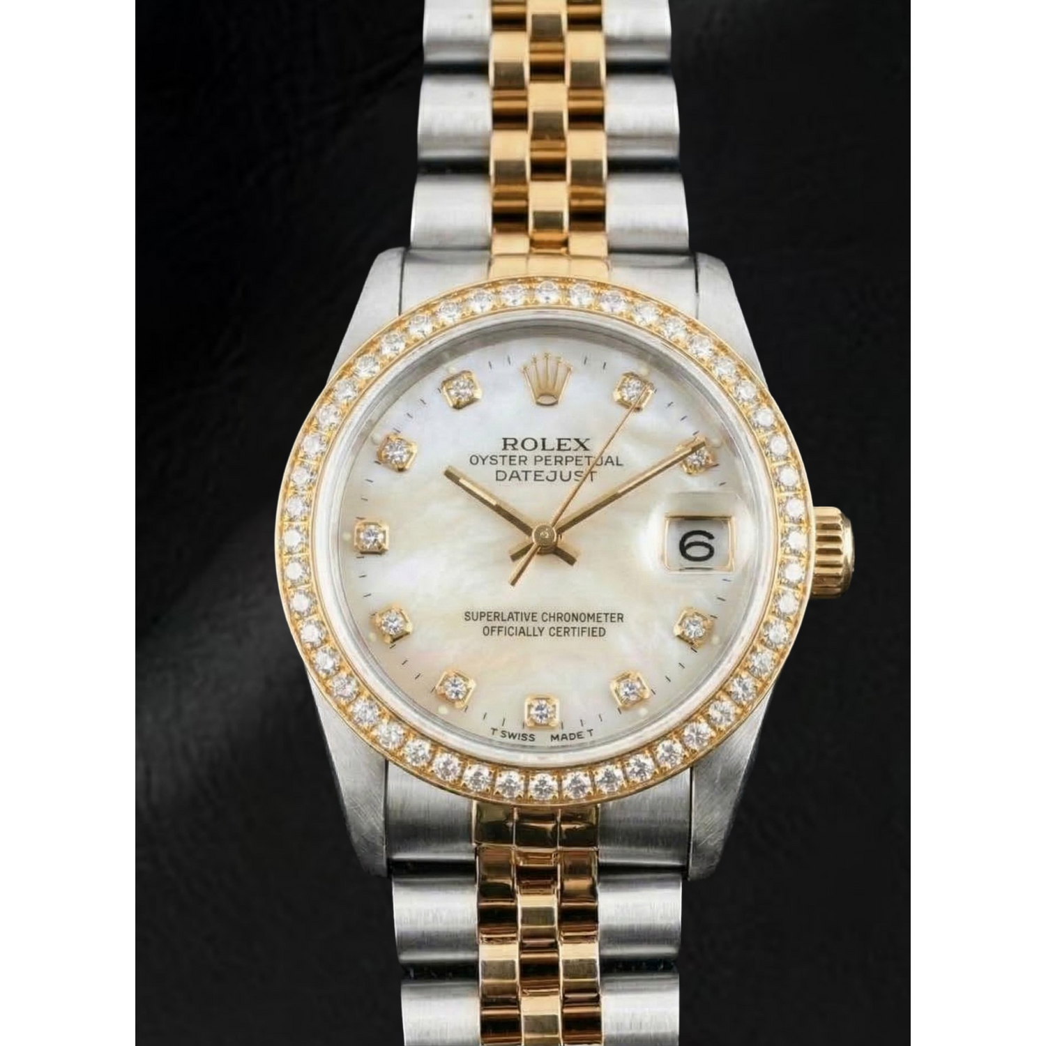 Rolex Datejust Année 2000 Cadran en nacre blanche et diamants 31 mm Bicolore