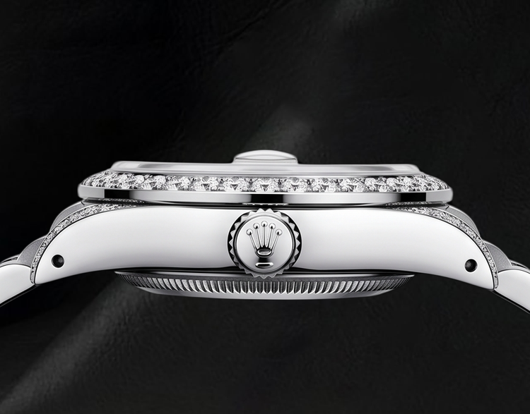Montre Rolex Datejust 26 mm Acier Inoxydable 6916 Cadran Diamants Noir avec Filet de Diamants