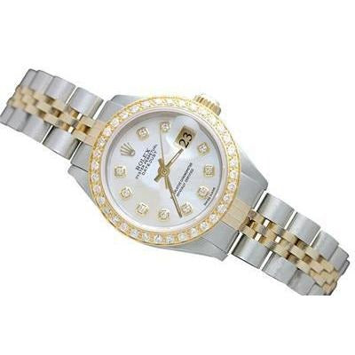 Rolex Datejust Blanc serpillière Cadran Diamant Montre