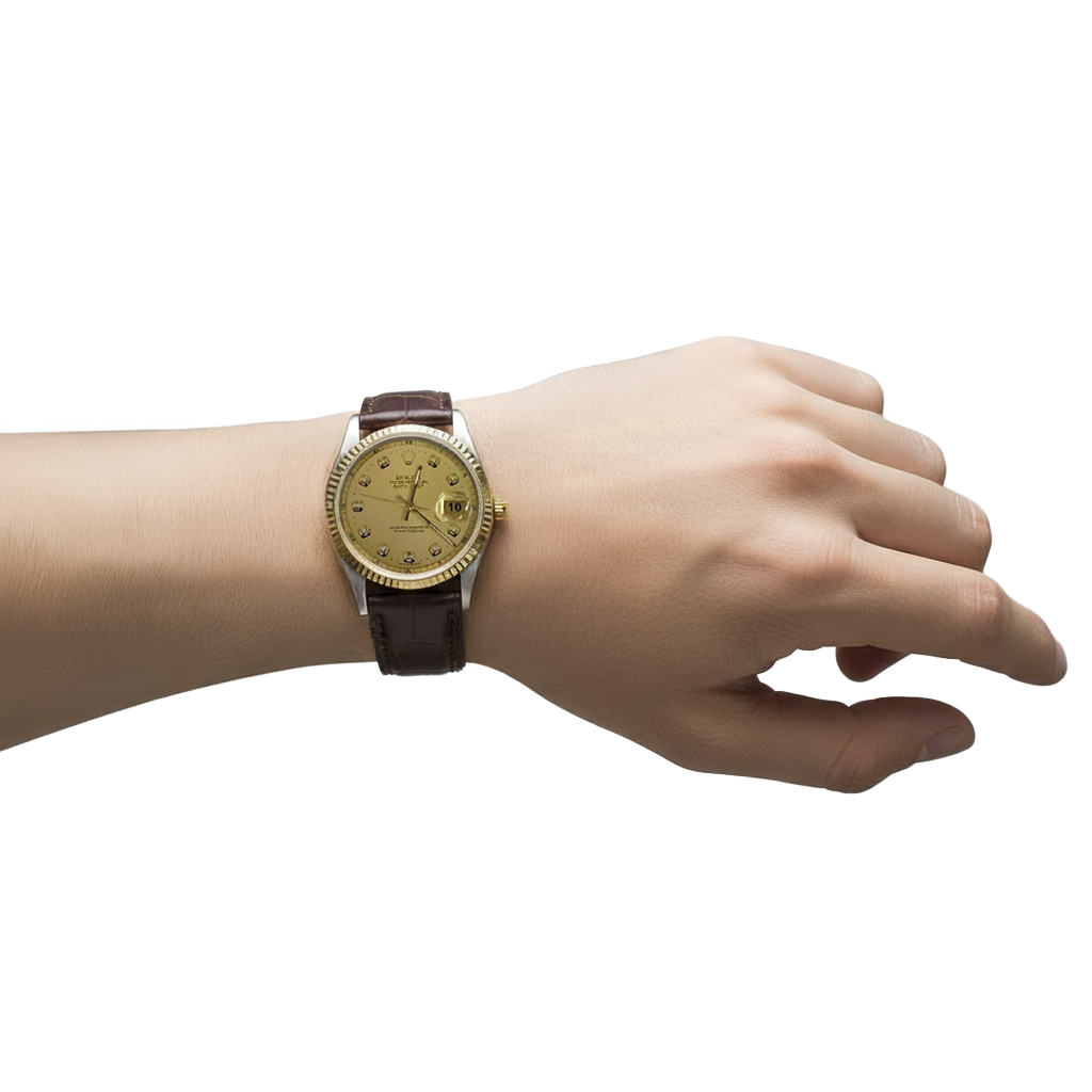 Rolex Datejust Cadran Diamant Lunette Cannelée Ton Montre Homme réglage rapide