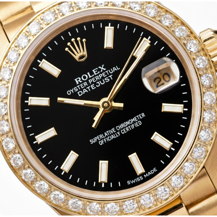 Rolex Datejust Cadran à bâton Montre pour femme de still présidentiel avec lunette en diamant