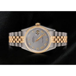 Rolex Datejust Cadran romain Lunette cannelée Regarder pour homme bicolore à réglage rapide