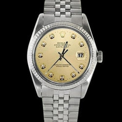 Rolex Datejust Gents Cadran diamant Lunette cannelée jubilé acier inoxydable réglage rapide