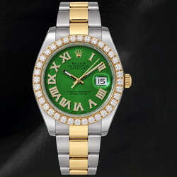 Rolex Datejust II 41 mm 116333 Montre Bicolore Cadran Diamants Chiffres Romains Verts