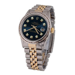 Rolex Datejust Montre Deux Tons Hommes Lunette Diamant réglage rapide