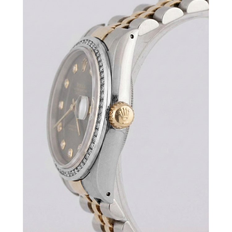 Rolex Datejust Montre Deux Tons Hommes Manche Lunette Diamant