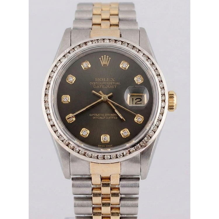 Rolex Datejust Montre Deux Tons Hommes Manche Lunette Diamant