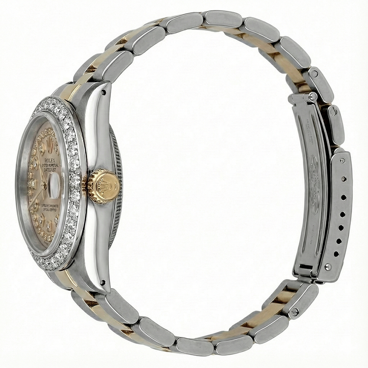 Rolex Datejust Montre Femme Bicolore à Lunette Diamant